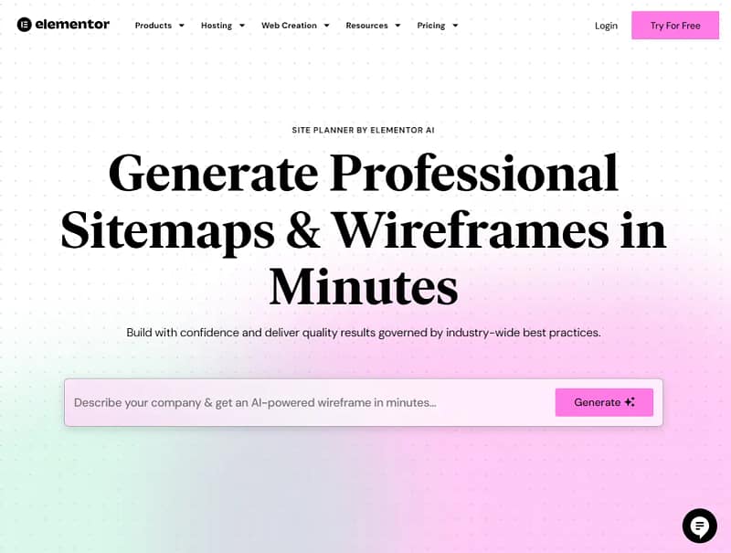 Generate Professional Sitemaps & Wireframes in Minutes using Elementor